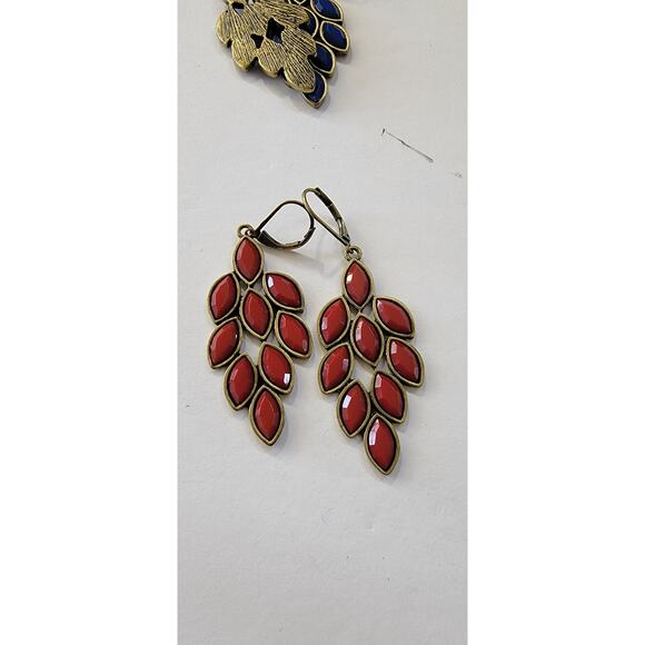 Red Cascade Geometric Earrings - Picture 6 of 6